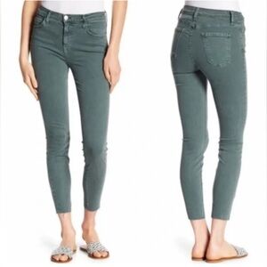 Current Elliot The Highwaist Stiletto Jeans in Balsam Green Cut Hem Size 32